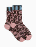 Calze corte donna cotone rosa fantasia geometrica effetto scintillante - Gallo 1927 - Official Online Shop