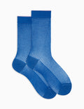 Calze corte donna cotone traforate tinta unita blu con bordino effetto scintillante - Gallo 1927 - Official Online Shop