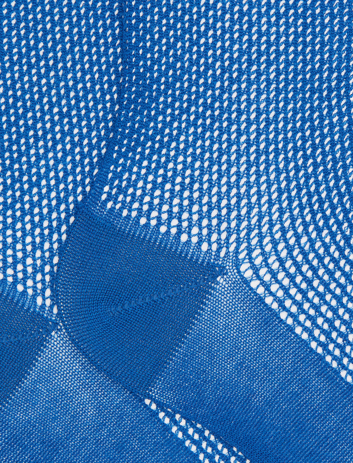 Calze corte donna cotone traforate tinta unita blu con bordino effetto scintillante - Gallo 1927 - Official Online Shop