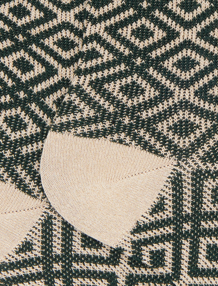 Calze corte donna cotone verde fantasia geometrica effetto scintillante - Gallo 1927 - Official Online Shop