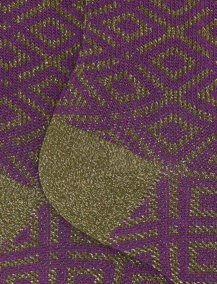 Calze corte donna cotone viola fantasia geometrica effetto scintillante - Gallo 1927 - Official Online Shop