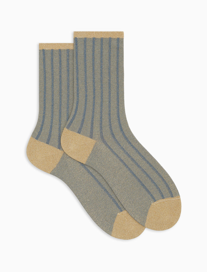 Calze corte donna twin rib spaziata con effetto scintillante azzurro - Gallo 1927 - Official Online Shop