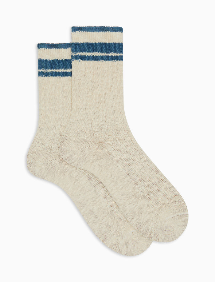Calze corte unisex cotone a costa tinta unita beige - Gallo 1927 - Official Online Shop