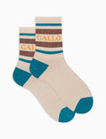 Calze corte unisex cotone a righe di due colori beige con effetto scintillante - Gallo 1927 - Official Online Shop