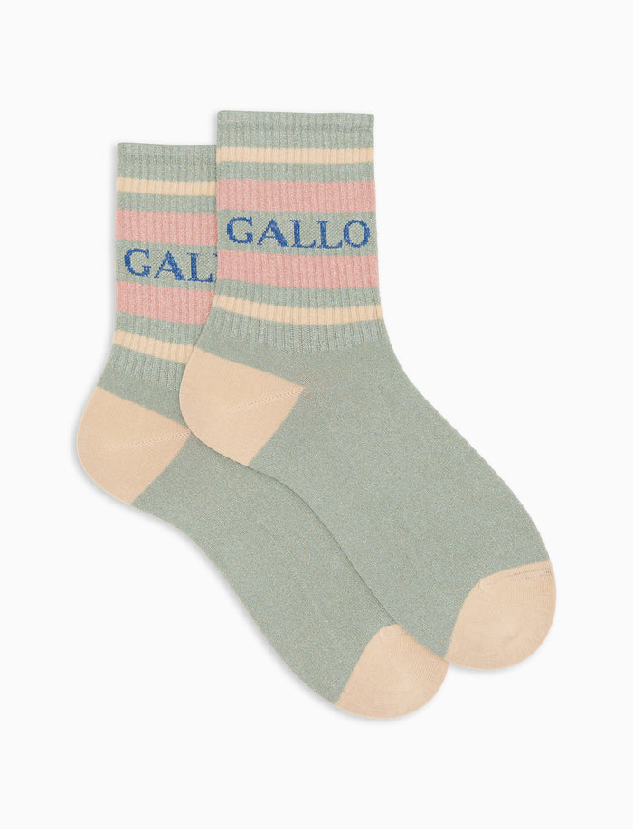 Calze corte unisex cotone a righe di due colori verde con effetto scintillante - Gallo 1927 - Official Online Shop
