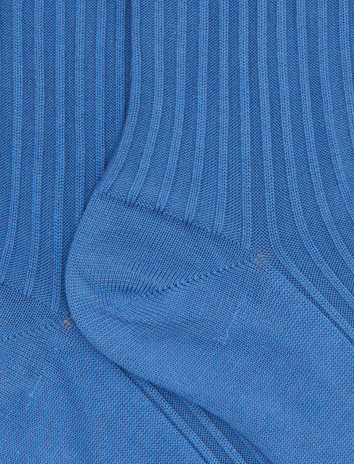 Calze corte unisex cotone twin rib e scritta gallo in punta tinta unita azzurro - Gallo 1927 - Official Online Shop