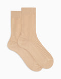 Calze corte unisex cotone twin rib e scritta gallo in punta tinta unita beige - Gallo 1927 - Official Online Shop