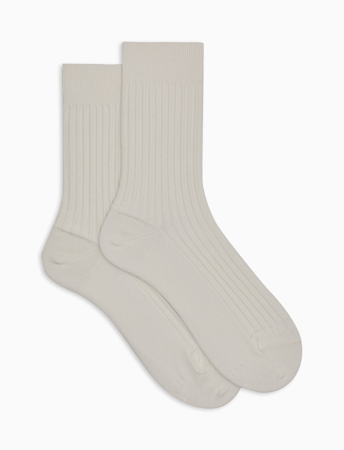 Calze corte unisex cotone twin rib e scritta gallo in punta tinta unita bianco - Gallo 1927 - Official Online Shop