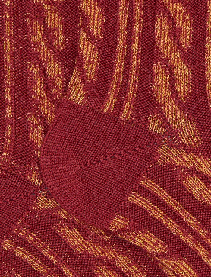 Calze corte unisex lana e cotone bordò lavorazione trecce a due colori