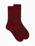 Calze corte unisex lana, seta e cashmere bordò righe verticali - Gallo 1927 - Official Online Shop
