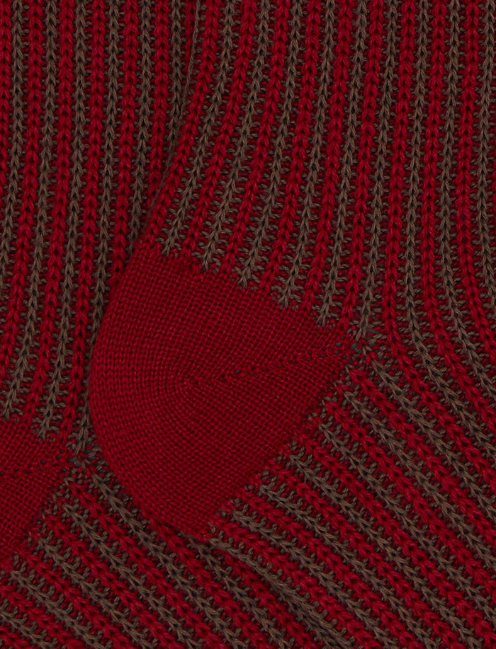 Calze corte unisex lana, seta e cashmere bordò righe verticali - Gallo 1927 - Official Online Shop