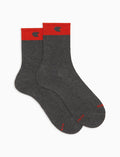 Calze corte unisex spugna di cotone grigio con polso in contrasto