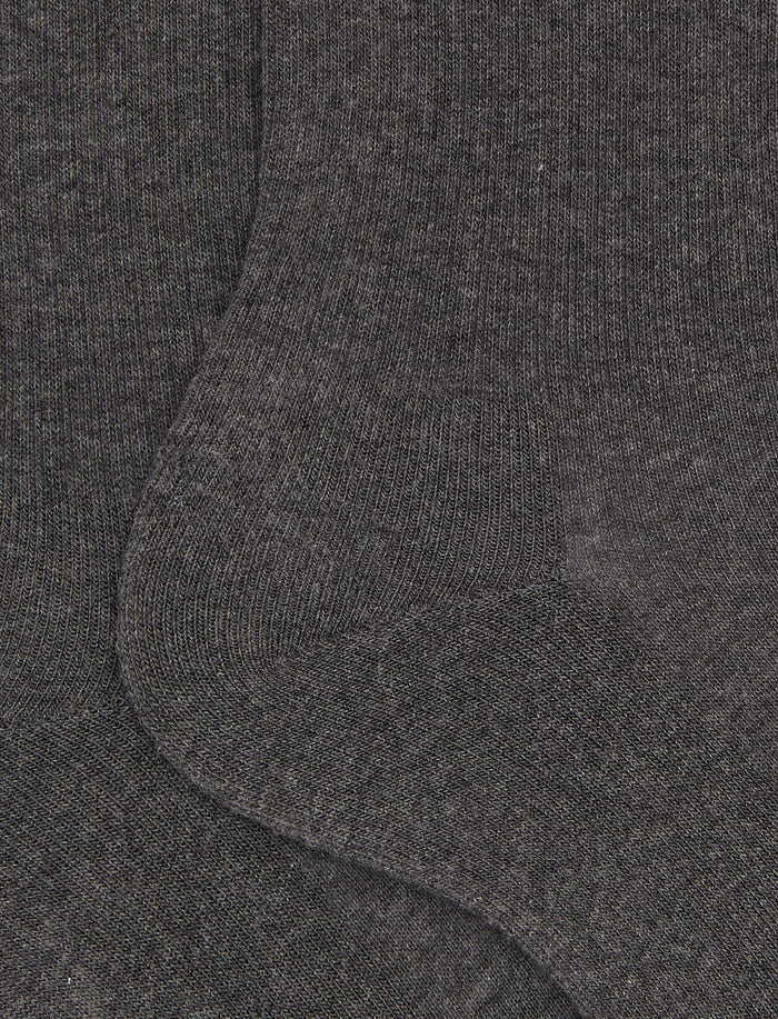 Calze corte unisex spugna di cotone grigio con polso in contrasto