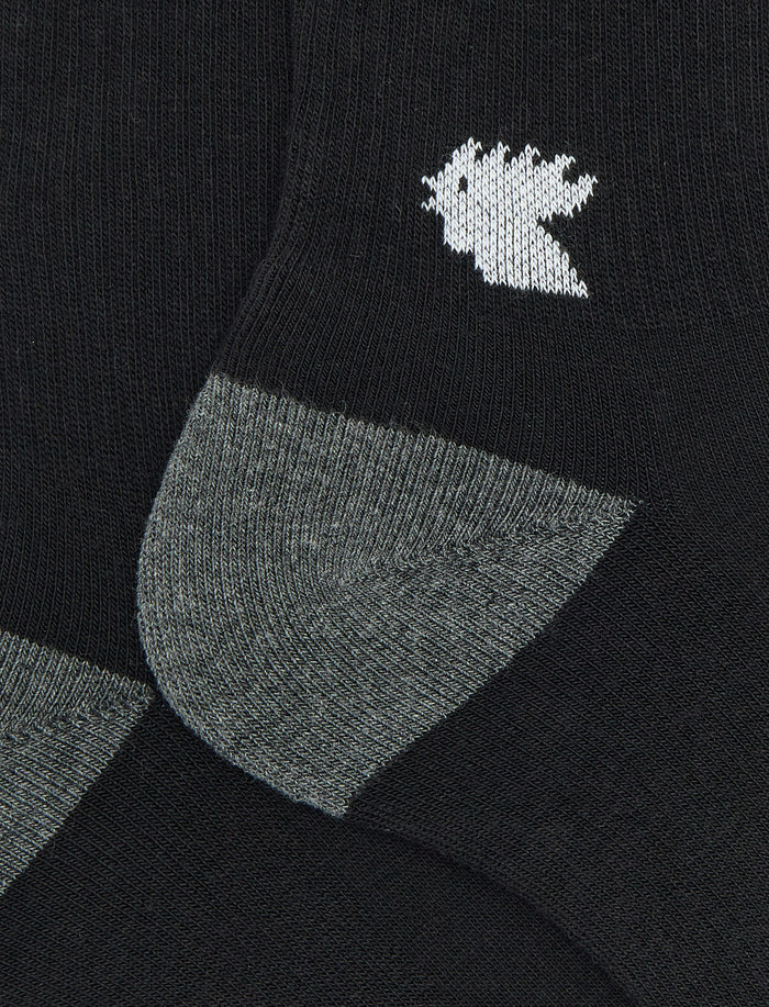 Calze corte unisex spugna di cotone nero con righe e testa gallo