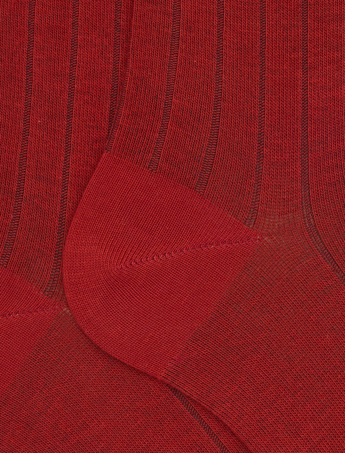 Calze corte uomo cotone arancio tinta unita a coste - Gallo 1927 - Official Online Shop
