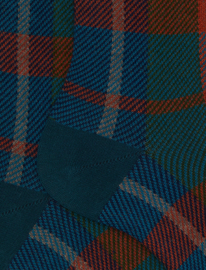 Calze corte uomo cotone azzurro fantasia tartan - Gallo 1927 - Official Online Shop