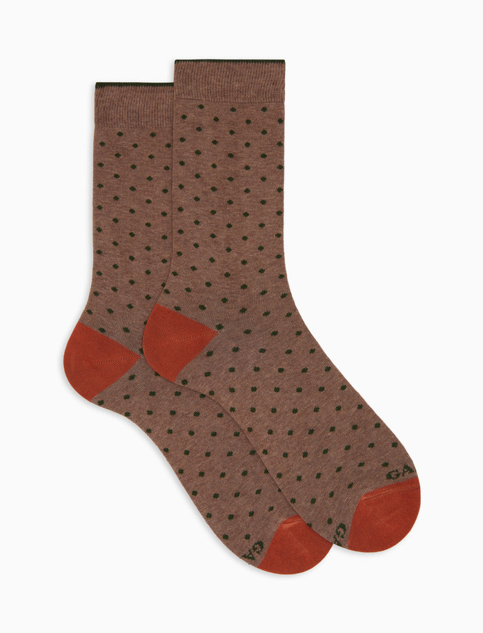 Calze corte uomo cotone beige fantasia pois - Gallo 1927 - Official Online Shop