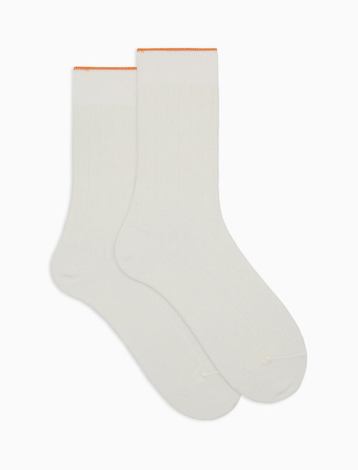 Calze corte uomo cotone bianco tinta unita a coste - Gallo 1927 - Official Online Shop
