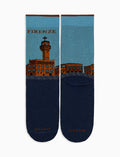Calze corte uomo cotone blu fantasia Firenze Palazzo Vecchio - Gallo 1927 - Official Online Shop