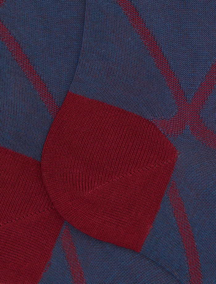 Calze corte uomo cotone blu fantasia rombi - Gallo 1927 - Official Online Shop