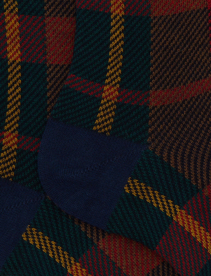 Calze corte uomo cotone blu fantasia tartan - Gallo 1927 - Official Online Shop