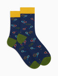 Calze corte uomo cotone blu fantasia tennis - Gallo 1927 - Official Online Shop