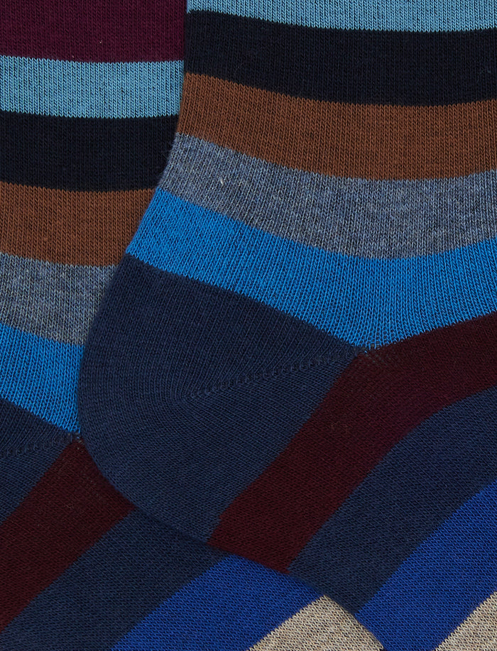 Calze corte uomo cotone blu righe pari - Gallo 1927 - Official Online Shop