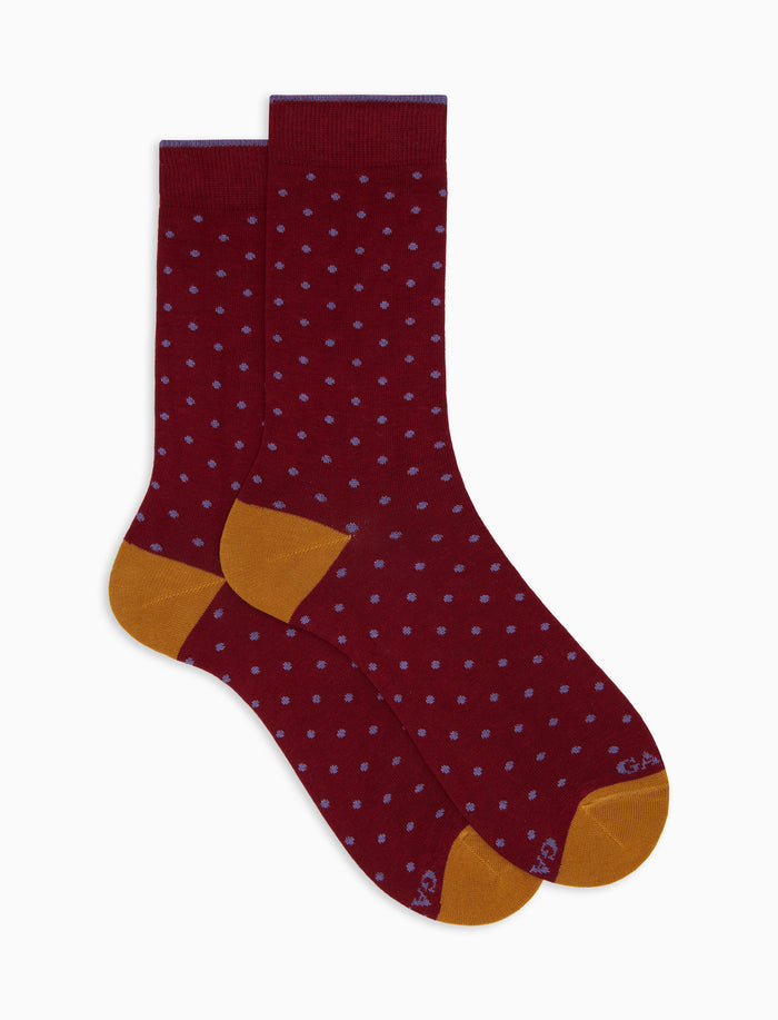 Calze corte uomo cotone bordò fantasia pois - Gallo 1927 - Official Online Shop