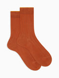 Calze corte uomo cotone caldo arancio tinta unita a coste