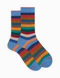 Calze corte uomo cotone caldo azzurre righe pari