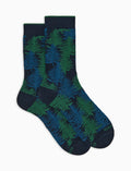 Calze corte uomo cotone caldo blu fantasia foresta