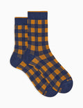 Calze corte uomo cotone caldo blu fantasia vichy