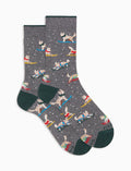 Calze corte uomo cotone caldo grigie fantasia husky sulla neve