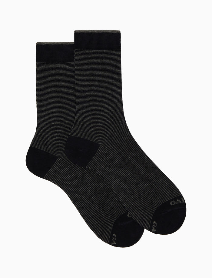 Calze corte uomo cotone grigio righine bicolore - Gallo 1927 - Official Online Shop