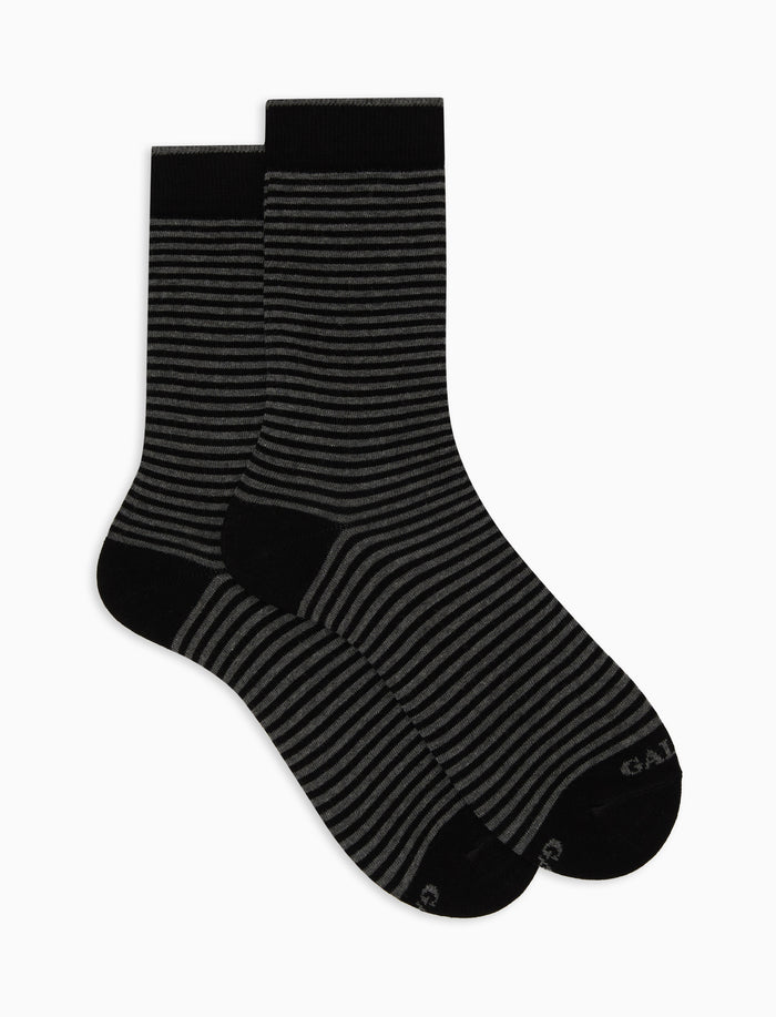 Calze corte uomo cotone nero righe windsor - Gallo 1927 - Official Online Shop