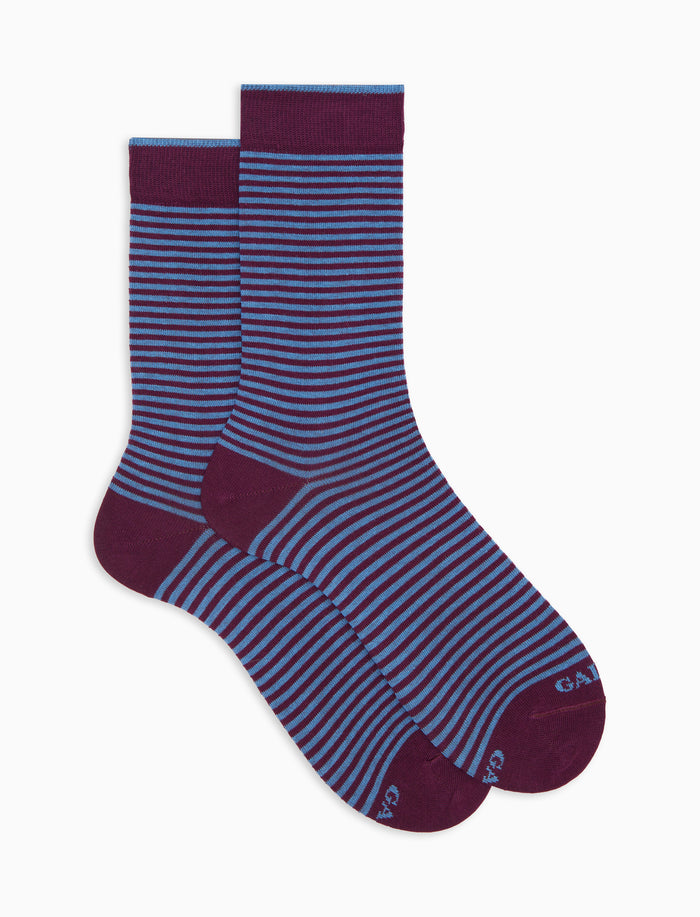 Calze corte uomo cotone caldo viola righe windsor