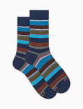 Calze corte uomo cotone leggero blu righe multicolor