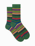 Calze corte uomo cotone leggero verdi righe multicolor