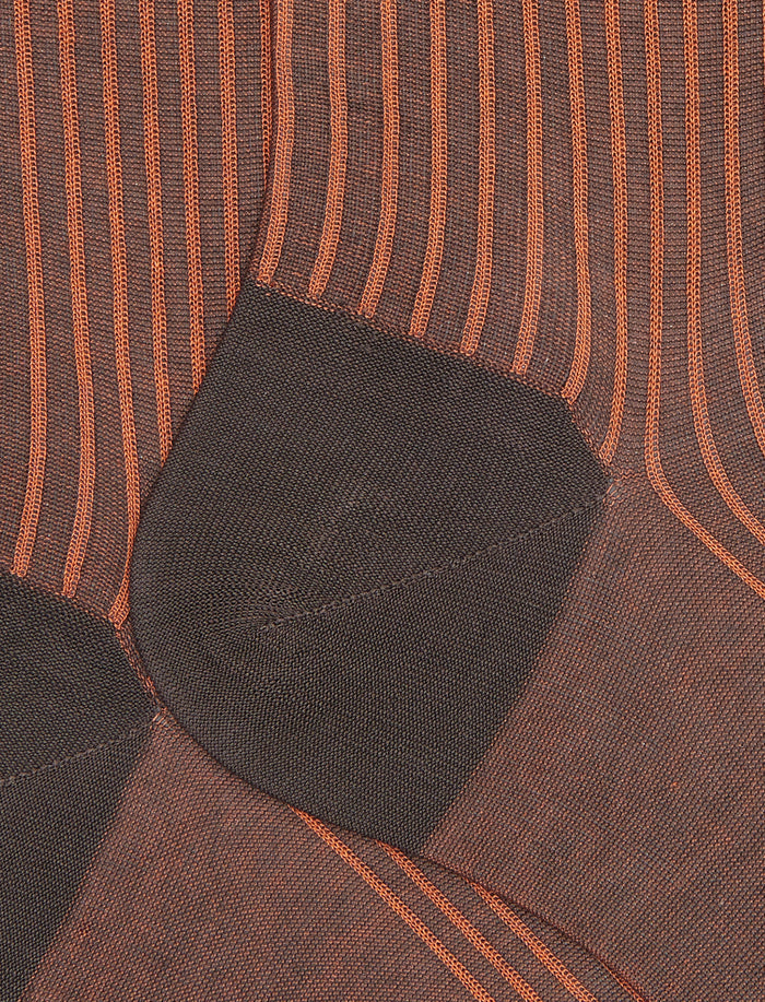 Calze corte uomo cotone marrone fantasia twin rib