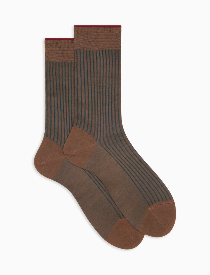 Calze corte uomo cotone marrone twin rib - Gallo 1927 - Official Online Shop