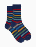 Calze corte uomo cotone righe pari blu