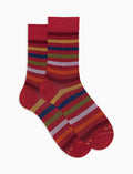 Calze corte uomo cotone righe pari rosso