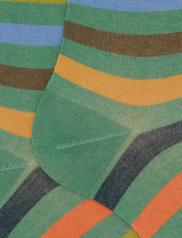 Calze corte uomo cotone righe pari verde