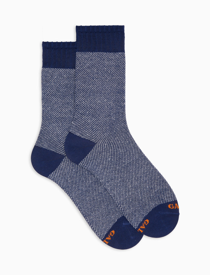 Calze corte uomo cotone tinta unita effetto jeans blu - Gallo 1927 - Official Online Shop