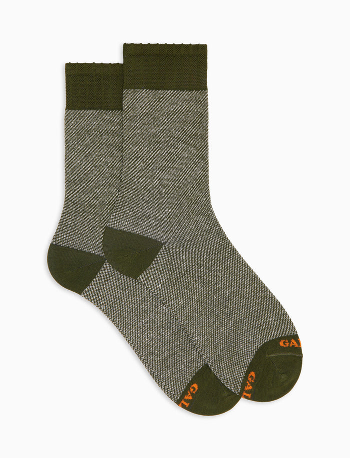 Calze corte uomo cotone tinta unita effetto jeans verde - Gallo 1927 - Official Online Shop