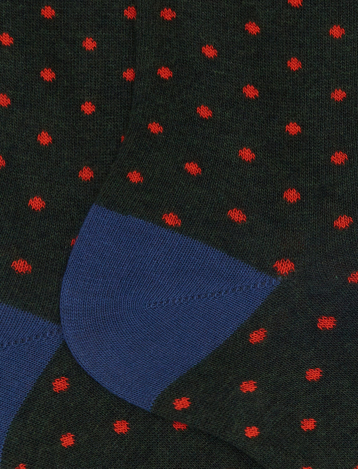 Calze corte uomo cotone verde fantasia pois - Gallo 1927 - Official Online Shop