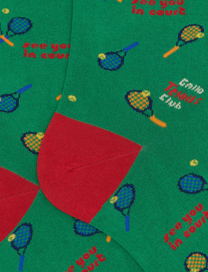 Calze corte uomo cotone verde fantasia tennis - Gallo 1927 - Official Online Shop