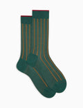 Calze corte uomo cotone verde fantasia twin rib spaziata