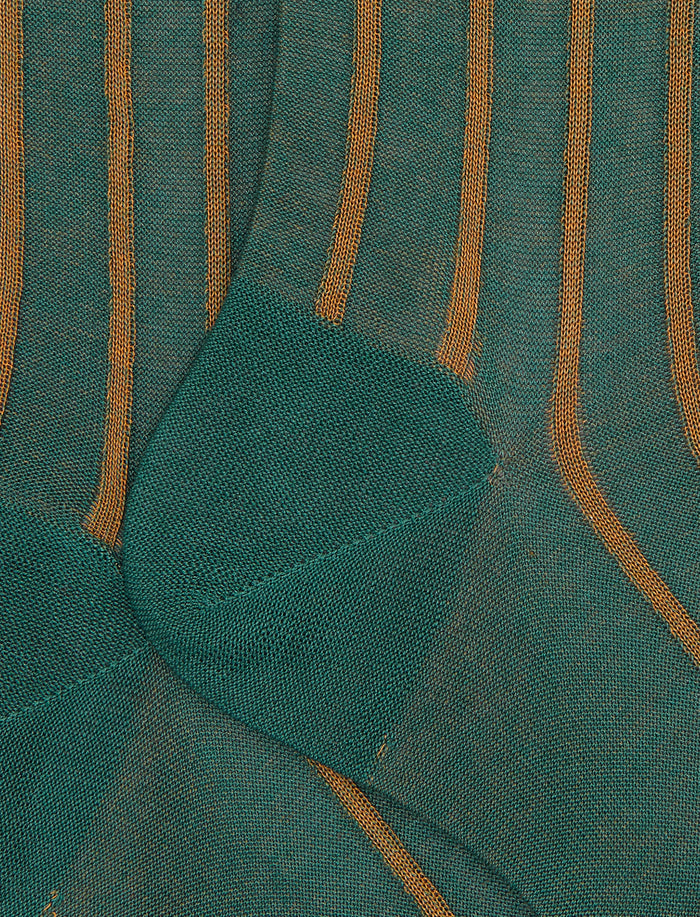 Calze corte uomo cotone verde fantasia twin rib spaziata