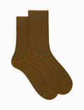 Calze corte uomo cotone verde tinta unita a coste - Gallo 1927 - Official Online Shop